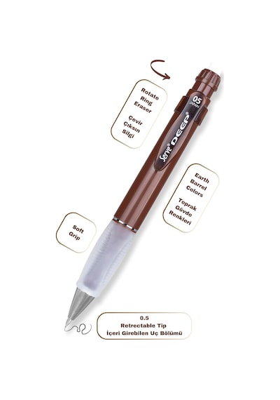 Deep Klm & Grıp & Sılgı Yedeklı Set 05mm Kahverengı Kahverengi
