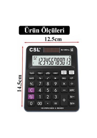 Hesap Makinesi Siyah 12.5x14.5 Cm 1 Adet Csl Mj-120d Plus 12 Haneli Orta Boy Hafızalı Ofis Büro Masaüstü Hesap Makinası
