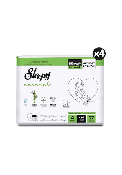 Sleepy Natural Bebek Bezi 4 Numara Maxi Aylık Paket 108 Adet 4'lü