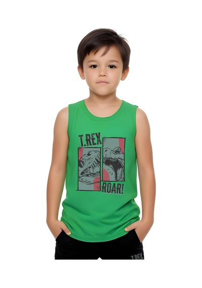 Fyk Kids Erkek Çocuk Baskılı Sıfır Kol Trex Roar Alt-üst Takım Yeşil