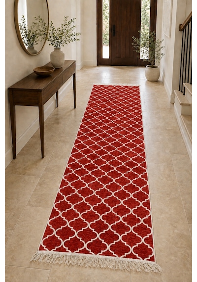 Kilim Paspas Çok Amaçlı Halı Makinede Yıkanabilir Toz Yapmaz Kırmızı