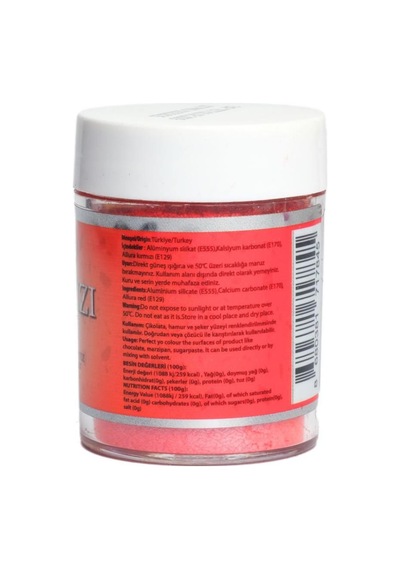 Metalik Toz Gıda Boyası Kırmızı 10 G Pasta, Çikolata Ve Dekor Çalışmaları İçin Parlak Pigment