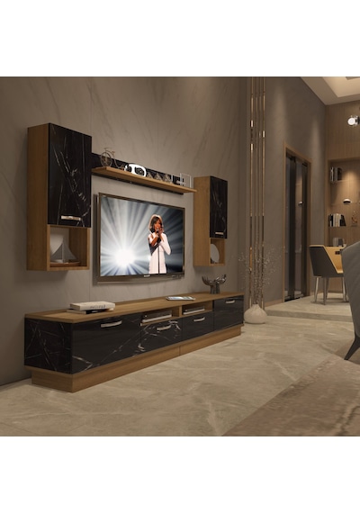 Decoraktiv Trendstyle 5220da Mdf Tv Ünitesi Tv Sehpası Pera - Siyah Mermer