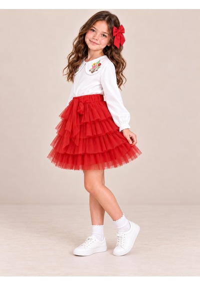 Kokoş Bebe Çiçek Yakalı Bluz Tüllü Etek Tokalı Kız Çocuk Takım - 5/12 Yaş - 31929 Kırmızı Kokoş Bebe Çiçek Yakalı Bluz Tüllü Etek Tokalı Kız Çocuk Takım - 5/12 Yaş - 31929 Kırmızı