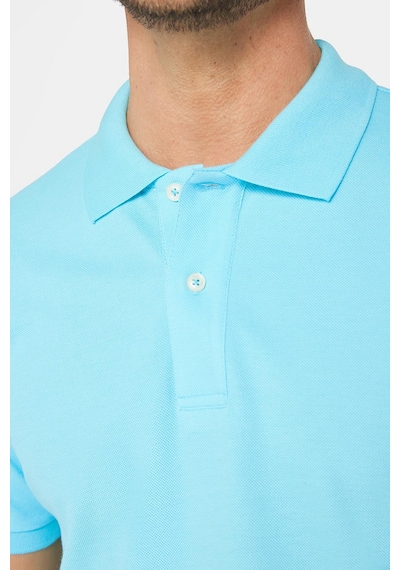 Tudors Erkek Slim Fit Dar Kesim %100 Pamuk Düz Pike Mavi Polo Yaka Tişört-30538 Mavi