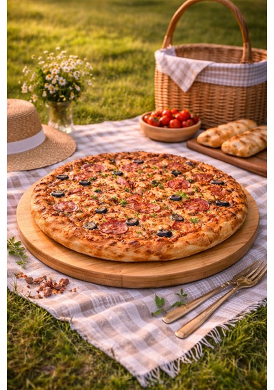 Bambu 35 Cm Yuvarlak Pasta Pizza Kahvaltı Sunum Tabağı Kahverengi