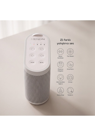 Xenon Smart Beyaz Gürültü Makinesi | 21 Sesli, Akıllı Zamanlayıcılı, Bebek ve Yetişkin Uyumlu, Uyku Arkadaşı (X6230)