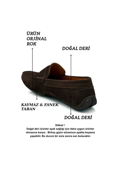 Sermoda Erkek Loafer - Hakiki Deri Rok Loafer Erkek Ayakkabı Süet Kahve
