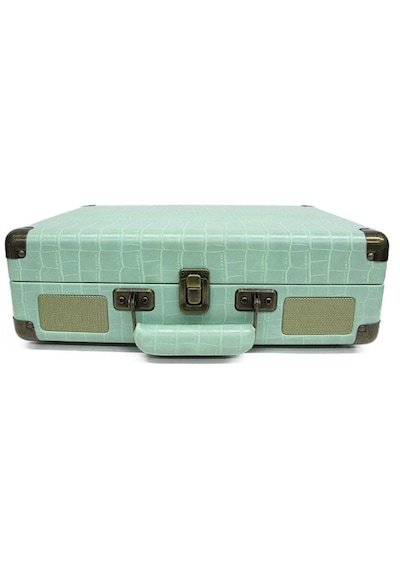 Newdaki Nostaljik Yeşil Deri Kaplı Pikap Bluetooth Kulaklı Hoparlör 33-45-78 Lik Taş Ve Plastik Plak Çalar Açık Yeşil