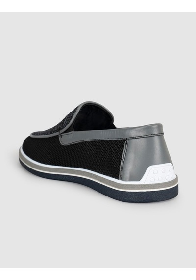 Cabani Triko Detaylı Siyah Erkek Loafer