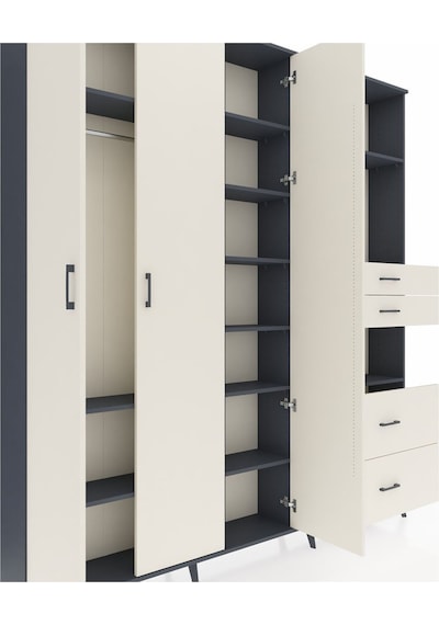 Arges Dolap 12 Raflı 4 Çekmeceli Tek Askılı 220x30x243 Antrasit-aytaşı/aytaşı Aytası/aytası Arges Dolap 12 Raflı 4 Çekmeceli Tek Askılı 220x30x243 Antrasit-aytaşı/aytaşı Aytası/aytası