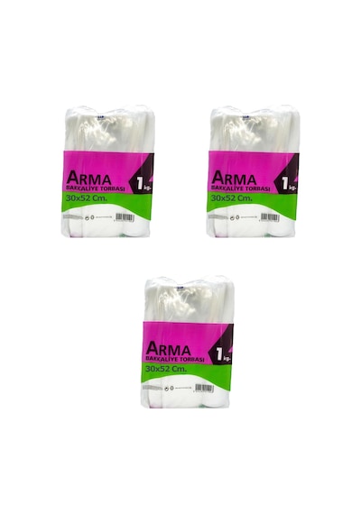 Naksan Arma Şeffaf Naylon 5 Lik 30 x 52 CM. Bakkaliye Poşeti Torbası - 1 KG. - Ort. 85 Adet - 3 Paket