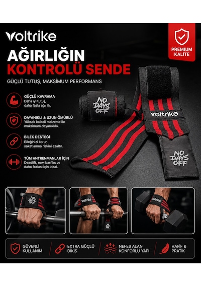 Voltrike Fitness Bilekliği Kırmızı Siyah Pro