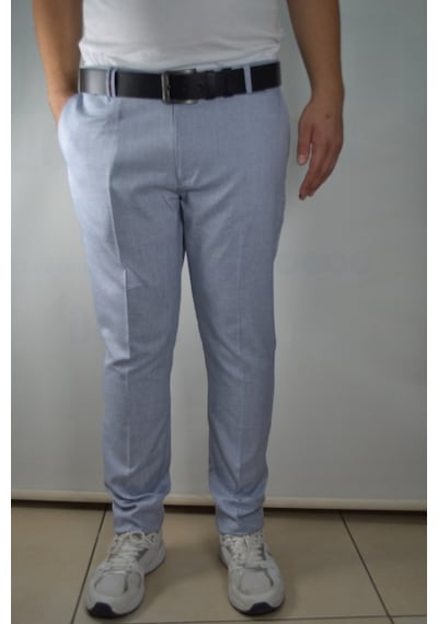 Bomonti Slim Cizgili Erkek Pamuklu Pantolon Mavi