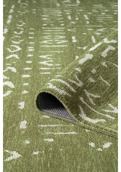 Mikasa Mks01y Yeşil Dekoratif Şönil Kilim İskandinav Desen Yıkanabilir Yumuşak Kaymaz Taban Halı Yesıl