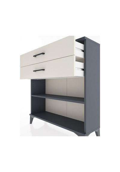 Arges Şifonyer Tek Raflı 2 Çekmeceli 88x30x96 Antrasit-aytaşı Antrasit