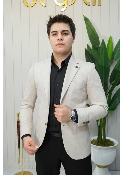 Bys Beystil Sivri Yaka Bej Ceket 336 - Slim Fit