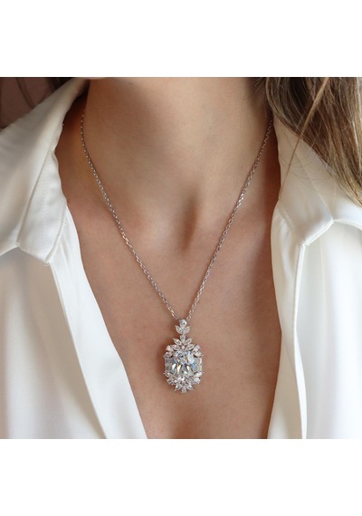 Okyanusun Kalbi Baget Sky Diamond Gümüş Kolye Gümüş