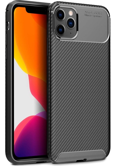 Apple Uyumlu iPhone 11 Pro Max Kılıf Focus Carbon Desen Silikon Arka Kapak