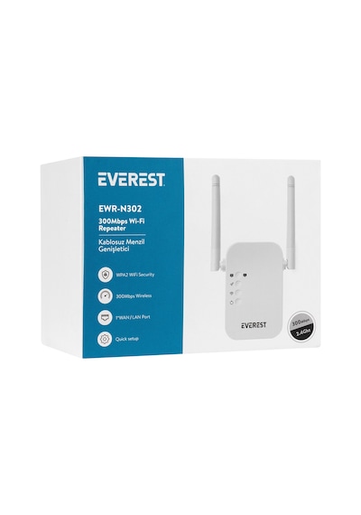 Everest EWR-N302 300 Mbps 2.4 GHz Repeater+AP Menzil Genişletici