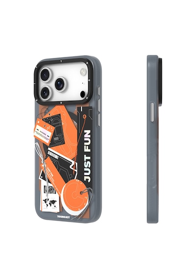 Apple Uyumlu iPhone 17 Pro  Kılıf M-safe Şarj Özellikli Youngkit Different Dimension Serisi Kapak Turuncu Turuncu