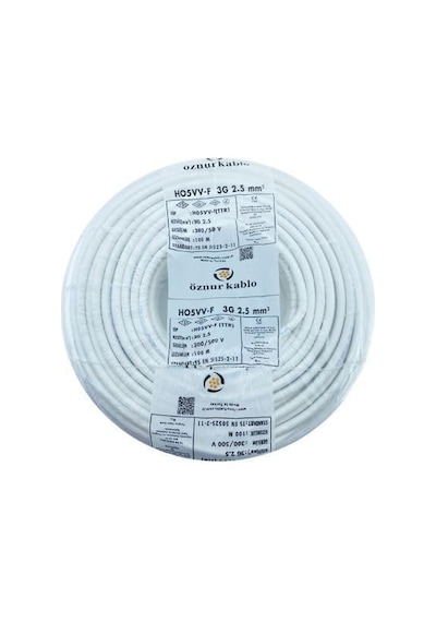 Öznur 15mt 3x2,5mm Ttr Bakır Elektrik Kablosu Beyaz