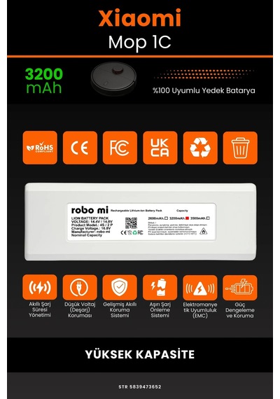 Xiaomi Mi Vacuum Mop 1c 3200mAh Robot Süpürge Bataryası