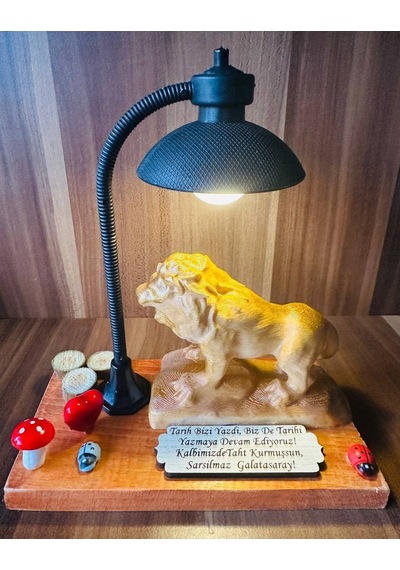Aslan Kral Heykeli, Ofis Hediyesi, Galatasaray Taraftar Hediyesi Işıklı Biblo Söz Ve Yazılı