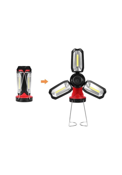Şarjlı Katlanabilir 3 Xcob Led + 3w Led Çok Fonksiyonlu Kamp Feneri P-8801 Beyaz