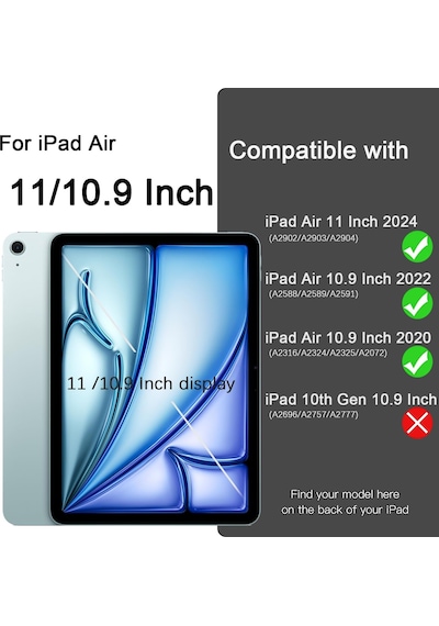 Apple Uyumlu iPad Air 11 İnç M2 2024 Kılıf Pen Slot Charging Case Kalem Bölmeli A2902 A2903 A2904 Kapaklı Kılıf