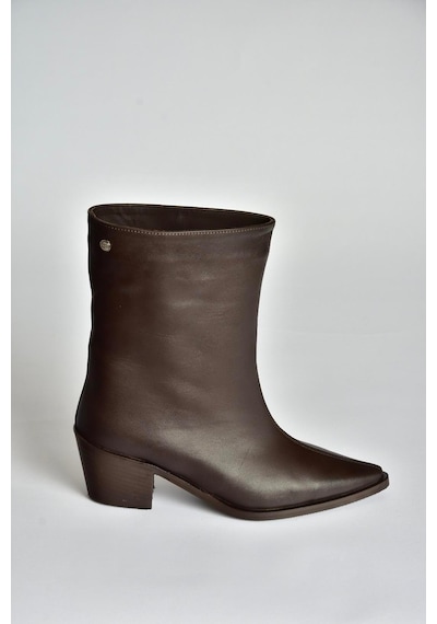 Fox Shoes V654082003 Kahverengi Hakiki Deri Alçak Topuklu Kadın Bot Kahverengi