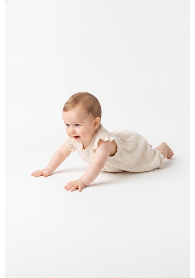 Tiffany Baby & Kids Müslin Newborn Glow Tasarımlı Atlet Tulum Bej
