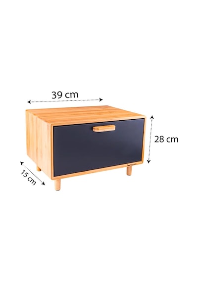 Bambum Retro - Ekmek Saklama Kabı Siyah-4050 Kahverengi
