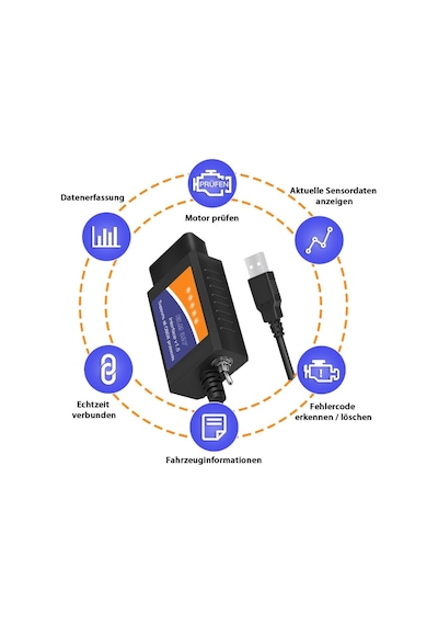 Elm327 Usb V1.5 Obd2 Araç Arıza Tespit Cihazı Ford Tam Uyumlu