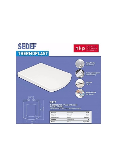 Nkp Sedef Thermoplast Yavaş Kapanır Klozet Kapağı 0337