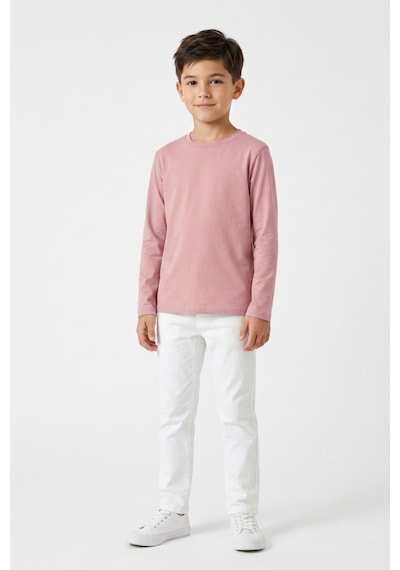 Kiagu Erkek Çocuk Uzun Kollu Basic Düz Tişört %100 Pamuk Bisiklet Yaka T-shirt 2-13 Yaş Çok Renkli