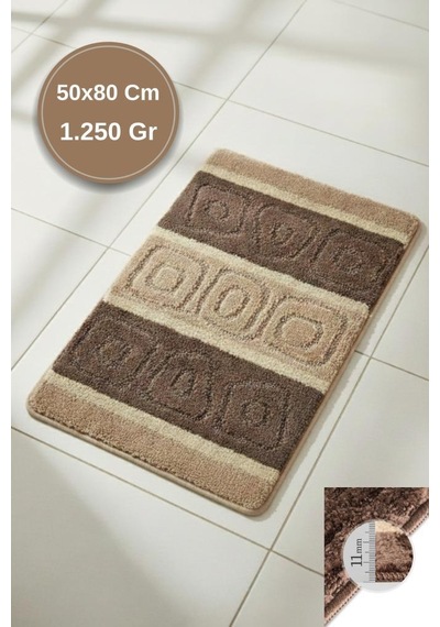 Lüks Kaymaz Taban 50x80 Cm Banyo Halısı/paspası Wb - 11 Mm Kalın %100 Polipropilen Model 1