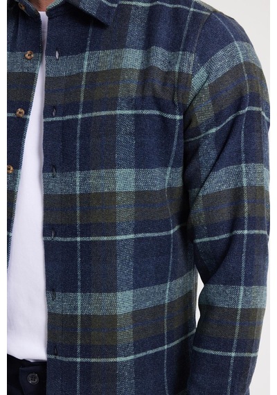 Tudors Erkek Slim Fit Dar Kesim Kareli Kışlık Oduncu Gömlek-42355 Mint