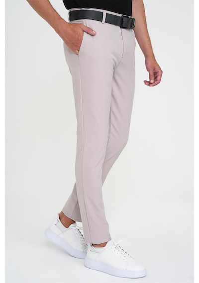 Efor Slim Fit Yan Cepli Esnek Düz Koyu Vizon Pamuk Pantolon P 1197 Vizon