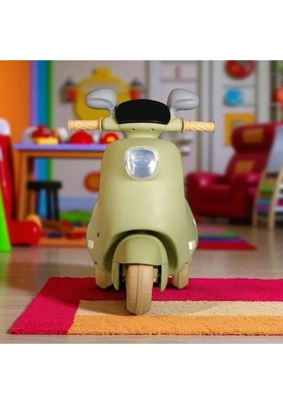 Pedallı Ve Ebeveyn Kumandalı Işıklı Çocuk Akülü Motoru - Mini Retro Scooter Pembe