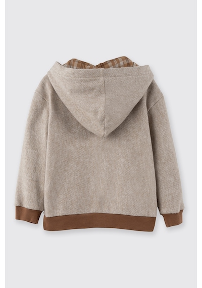 Panço Erkek Çocuk Fermuarlı Bej-melanj Sweatshirt Krem