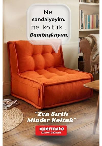 Xpermate Zen Sırtlı Minder İskandinav Tarzı Minder 80x60 Kremit