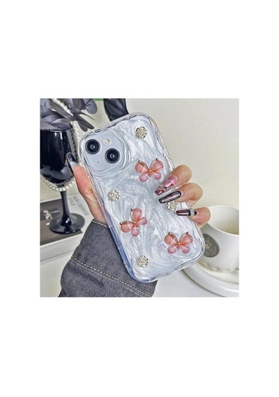 Apple İphone 13 Uyumlu Kılıf Zebana Floral Silikon Kılıf Rose Gold