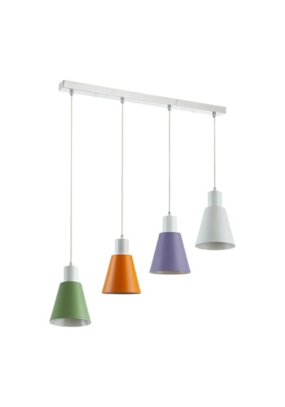Trend Modern Yeşil - Turuncu - Lila - Beyaz Renk Salon-mutfak-yatak Odası-cafe Sıralı 4 Lü Avize Diğer
