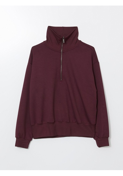 Lcwaıkıkı Classic Mürdüm Dik Yaka Oversize Kadın Sweatshirt