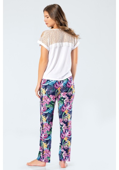 Türen 3302 Desenli Kadın Pijama Takımı - Lacivert Lacivert