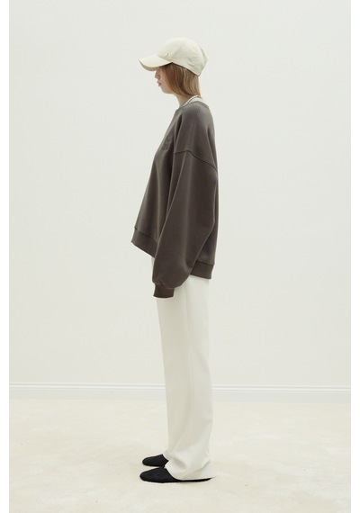 Suud Collection Kahverengi Logolu Oversize Sweatshirt Kahve