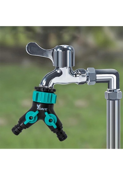 Daye Dy8002l Çift Çıkışlı Vanalı Musluk Adaptörü 3/4" - 1" 3/4 - 1 İnç Uyumlu