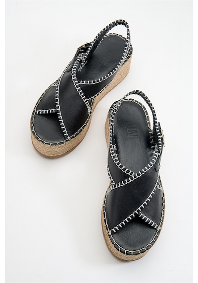 Luvishoes Bellezza Siyah Cilt Hakiki Deri Kadın Sandalet Siyah