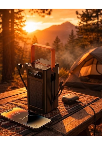 Çok Amaçlı Solar Powerbank Yüksek Kapasiteli Taşınabilir Şarj Cihazı 80.000 - Sarı